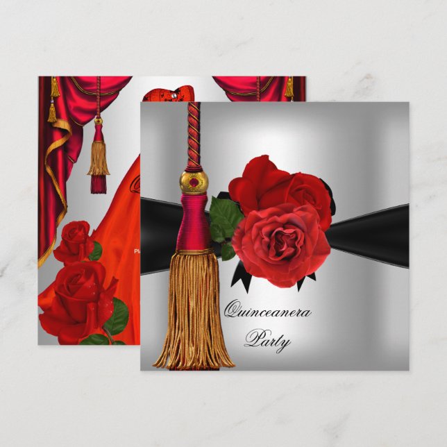 Convite Quinceanera 15 Festa de aniversário (Frente/Verso)