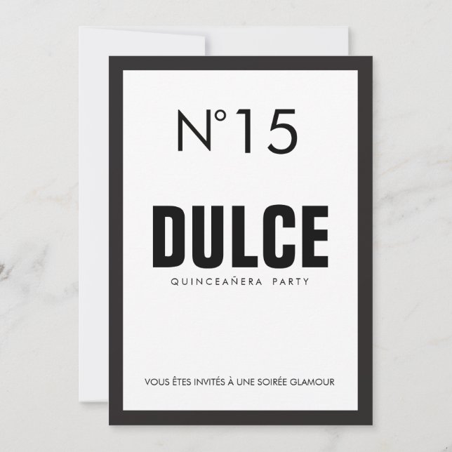 Convite QUINCEAÑERA 15 Festa de aniversário preto e branco (Verso)