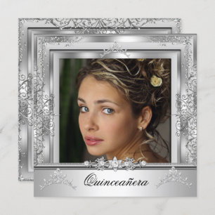 Convite Quinceañera 15 Festa de aniversário White Silver T