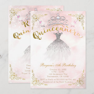 Convite Quinceañera 15 Princesa Sparkle Festa de aniversár