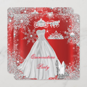Convite Quinceanera 15 Regal Festa de aniversário Vermelha