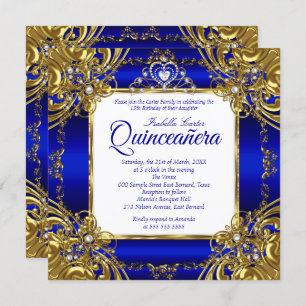 Convite Quinceanera 15 Royal Blue Pearl Tiara