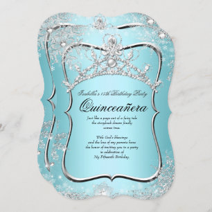 Convite Quinceanera 15 Winter Wonderland Silver Blue