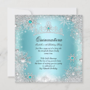 Convite Quinceanera 15 Winter Wonderland Silver Blue 2