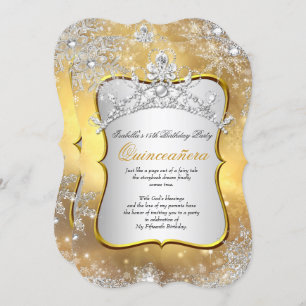 Convite Quinceanera 15 Winter Wonderland Silver Dourado