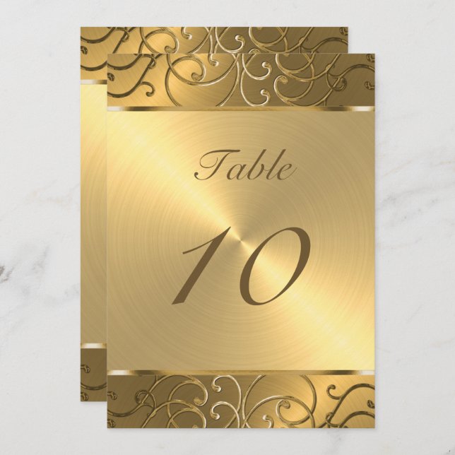 Convite Quinceanera All Dourado Filigree Swirl Border (Frente/Verso)