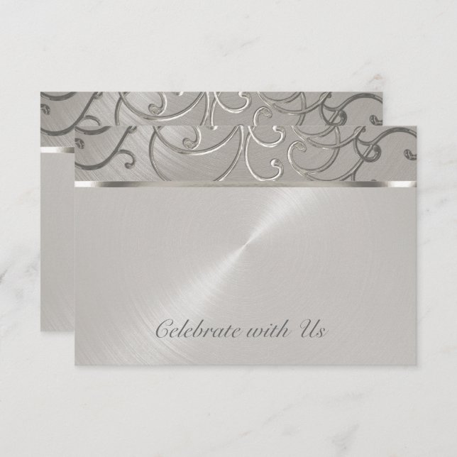 Convite Quinceanera All Silver Filigree Swirls (Frente/Verso)