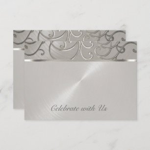 Convite Quinceanera All Silver Filigree Swirls