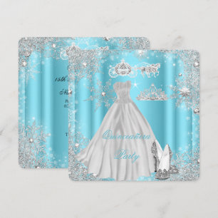 Convite Quinceanera Aniversário de 15 anos da Cinderela Az