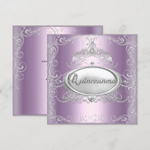 Convite Quinceanera Aniversário de 15 anos Lilás Rosa Estr