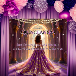 Convite Quinceanera Aniversário de 15 anos Palácio Magenta