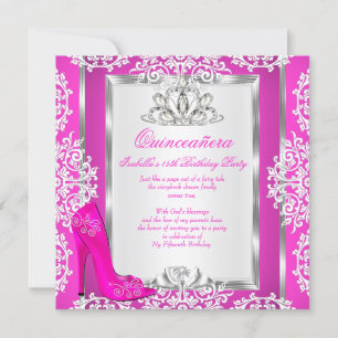 Convite Quinceanera Aniversário de 15 anos Sapato Rosa Mág