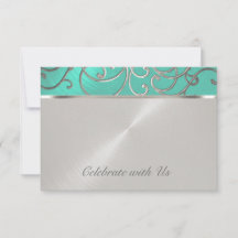 Quinceanera Aqua Green e Silver Filigree Swirls