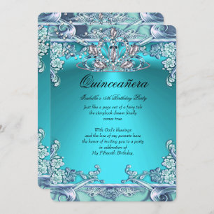 Convite Quinceanera Aqua Teal 15 Festa de aniversário
