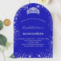 Quinceanera, arca real de tiara azul-prata