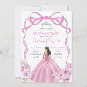 Convite Quinceañera, Arco Rosa Suave Princesa Silver Crown