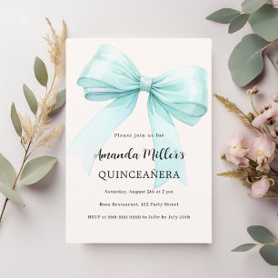 Convite Quinceanera arco verde-teal elegante