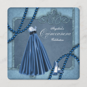 Convite Quinceanera Azul