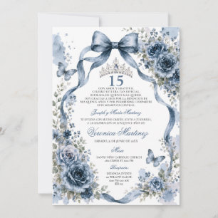 Convite Quinceañera Azul Marinho 15 Anos Tiara Princesa