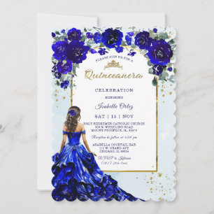 Convite Quinceañera Azul Real