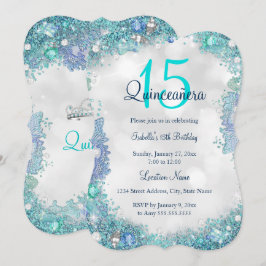 Convite Quinceanera Azul Turquesa Branco Céu Oceano Aniver