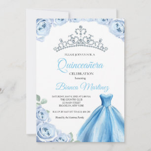 Convite Quinceanera Baby Blue Vress Mis Quince