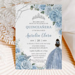 Convite Quinceañera Baby Soft Blue Floral Princesa 15 Años<br><div class="desc">Personalize este adorável convite da quinceañera com uma redação simples e rápida,  basta pressionar o botão personalizá-lo para reorganizar e formatar o estilo e a colocação do texto. Itens correspondentes disponíveis no repositório! c) O Feliz Cat Studio</div>