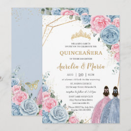 Convite Quinceañera Bebê Rosas Florais Cor-de-rosa