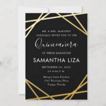 Quinceañera Birthday Black Dourado Modern