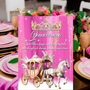 Convite Quinceanera Birthday, Carruagem de Prata Rosa Dour