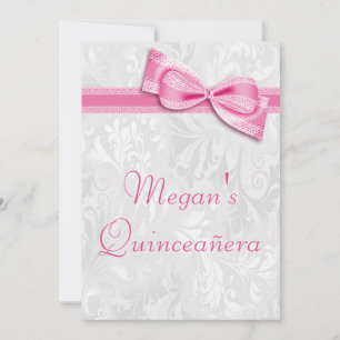 Convite Quinceañera Birthday Damask and Pink Faux Arco