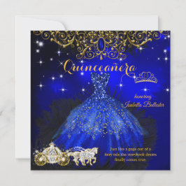 Convite Quinceanera Birthday Royal Blue Fairytale Tiara