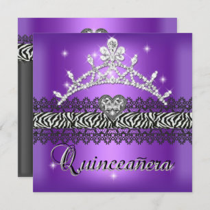 Convite Quinceanera Birthday Zebra Puro Branco