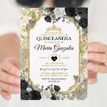 Convite Quinceañera Black & Dourada Crown Mexicana Butfly<br><div class="desc">Quinceañera Black & Dourada Crown Crown Mexicana Butterfly Convite Mis Quince 15 Anos,  16 Anos Aniversário, </div>