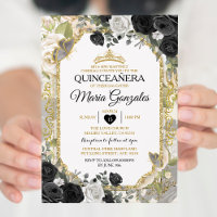Quinceañera Black & Dourada Crown Mexicana Butfly