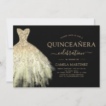 Quinceanera Black e Dourada Glitter Sparkle