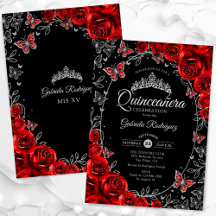 Quinceanera Black Red Silver