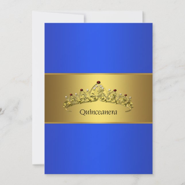Convite Quinceanera Blue e Dourado 15 (Frente)
