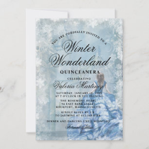 Convite Quinceanera Blue Winter Wonderland Princess