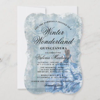 Convite Quinceanera Blue Winter Wonderland Princess