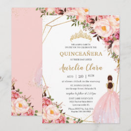 Convite Quinceañera Blush Rosa Dourada