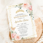 Convite Quinceañera Blush Rosa Rosa Rosa Floral Borboleta<br><div class="desc">Personalize este adorável convite da quinceañera com uma redação simples e rápida,  basta pressionar o botão personalizá-lo para reorganizar e formatar o estilo e a colocação do texto. Itens correspondentes disponíveis no repositório! c) O Feliz Cat Studio</div>