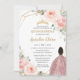 Convite Quinceañera Blush Rosa Rosa Rosa Rosa Floral Princ