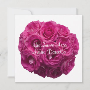 Convite Quinceanera, Bonito Rosas Rosa em Branco