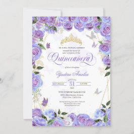 Convite Quinceanera, Borboleta Elegante de Lavanda roxa