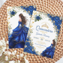 Quinceañera Borboletas Douradas Azul Real