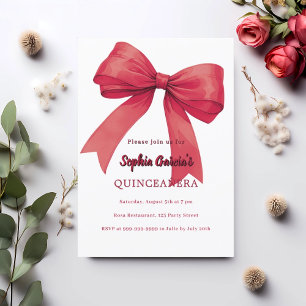 Convite Quinceanera branca arco vermelha