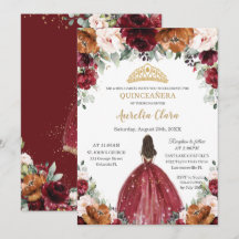 Quinceañera Burgundy Blush Rust Princesa Floral