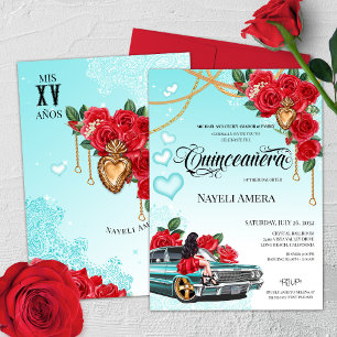 Convite Quinceanera Cardíaca Sagrada Chola Chicana