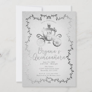 Convite Quinceañera - Carruagem Silver